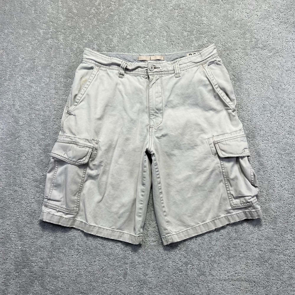 Y2k‎ Old Navy Cargo Shorts Mens Size 33 Cream Distressed Cotton Utility Skate